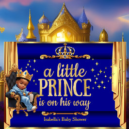 Ethnic Prince Royal Blue Gold Throne Baby Dusche Einladung