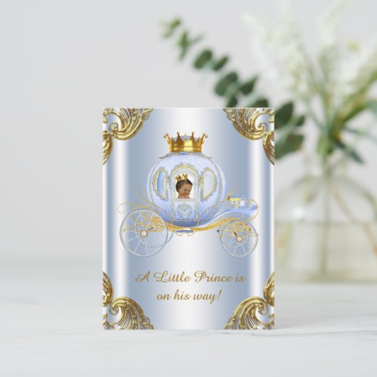 Ethnic Prince Royal Carriage Prince Baby Dusche Einladung (Stehend Vorderseite)