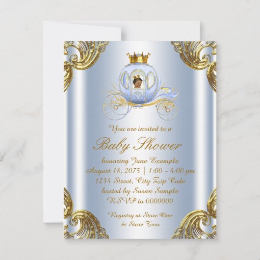 Ethnic Prince Royal Carriage Prince Baby Dusche Einladung (Rückseite)