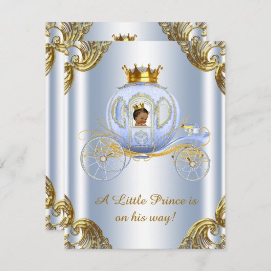 Ethnic Prince Royal Carriage Prince Baby Dusche Einladung (Vorne/Hinten)