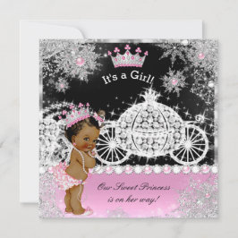 Ethnic Princess Baby Dusche Carriage Pink Black Einladung