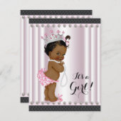 Ethnic Princess Baby Dusche Pink Pearl Einladung (Vorne/Hinten)