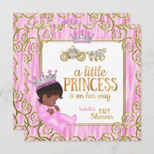Ethnic Princess Baby Dusche Rosa Pferdezuführung Einladung (Vorne/Hinten)