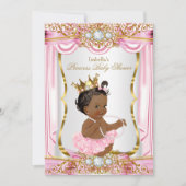 Ethnic Princess Baby Dusche Rosa Seide Gold Einladung (Vorderseite)