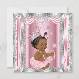 Ethnic Princess Baby Dusche Rosa Silver Ballerina Einladung
