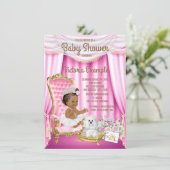 Ethnic Princess Baby Dusche Rosa Stuhl Einladung (Stehend Vorderseite)