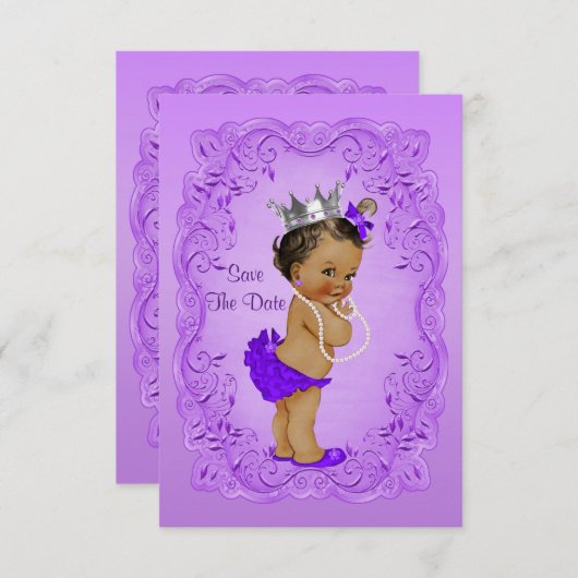 Ethnic Princess Baby Dusche Save the Date Lila (Vorne/Hinten)