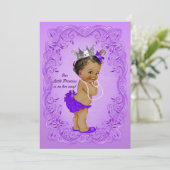 Ethnic Princess Baby Dusche Verzierte Lila Rahmen Einladung (Stehend Vorderseite)