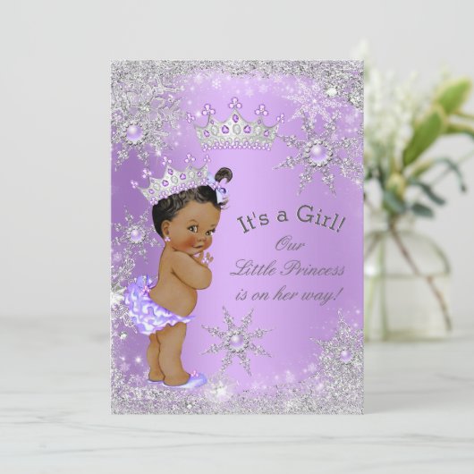 Ethnic Princess Baby Shower Lavender Wonderland Einladung (Stehend Vorderseite)