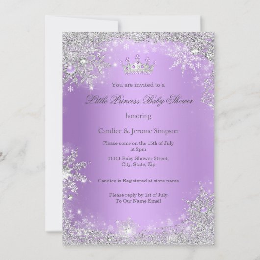 Ethnic Princess Baby Shower Lavender Wonderland Einladung (Rückseite)