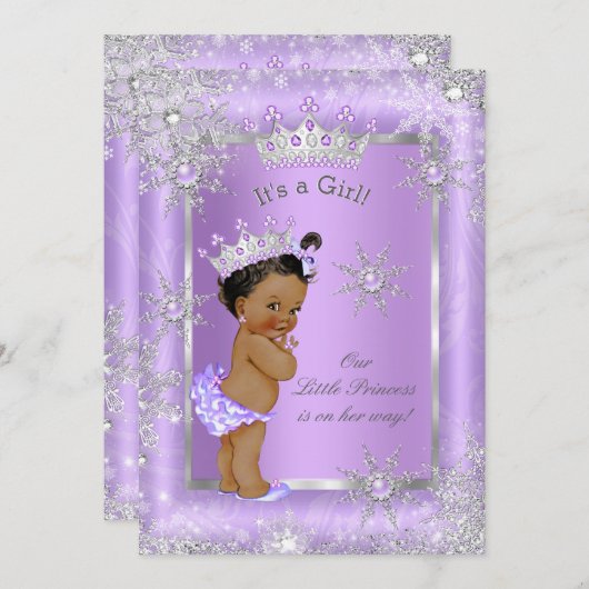 Ethnic Princess Baby Shower Lila Wonderland Einladung (Vorne/Hinten)