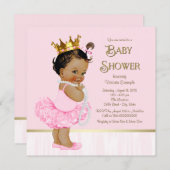Ethnic Princess Ballerina Pink Gold Baby Dusche Einladung (Vorne/Hinten)