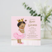 Ethnic Princess Ballerina Pink Gold Baby Dusche Einladung (Stehend Vorderseite)