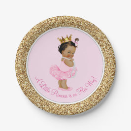 Ethnic Princess Ballerina Pink Gold Baby Dusche Pappteller