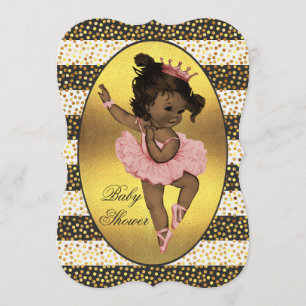 Ethnic Princess Ballerina Stripes Dots Babydusche Einladung