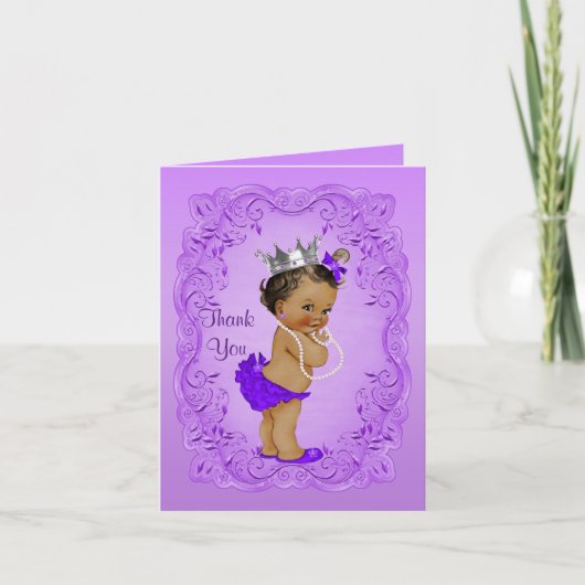 Ethnic Princess danke Ihnen Baby Dusche Lila (Vorderseite)