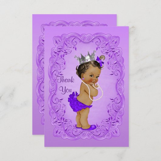 Ethnic Princess dankt Ihnen Baby Dusche Lila Rahme Dankeskarte (Vorne/Hinten)
