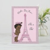Ethnic Princess Eiffel Tower Polka Dot Baby Dusche Einladung (Stehend Vorderseite)