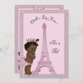 Ethnic Princess Eiffel Tower Polka Dot Baby Dusche Einladung (Vorne/Hinten)