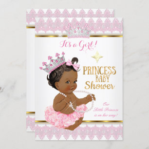 Ethnic Princess Girl Baby Dusche Pink Gold Tutu Einladung