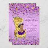 Ethnic Princess Lavender Gold Baby Dusche Einladung (Vorne/Hinten)
