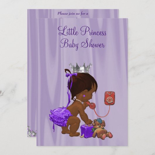Ethnic Princess Lilac Baby Shower Einladung (Vorne/Hinten)
