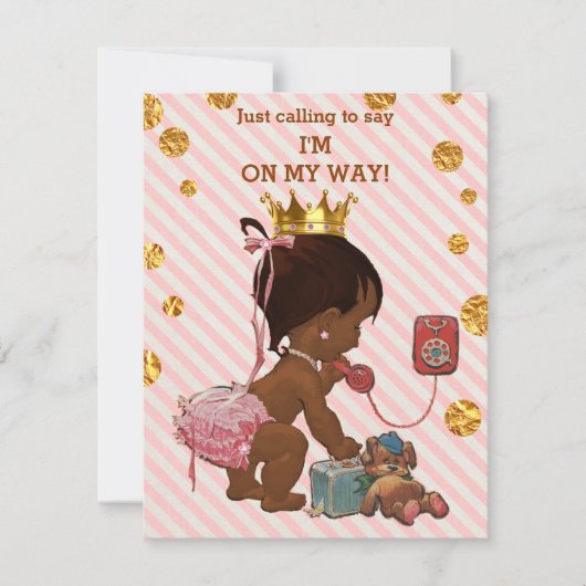 Ethnic Princess on Phone Gold Confetti Babydusche Einladung (Vorderseite)