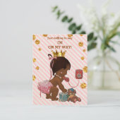 Ethnic Princess on Phone Gold Confetti Babydusche Einladung (Stehend Vorderseite)