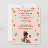 Ethnic Princess on Phone Gold Confetti Babydusche Einladung (Rückseite)