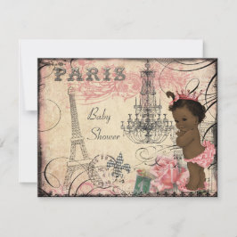 Ethnic Princess Paris Eiffel Tower Baby Dusche Einladung