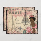 Ethnic Princess Paris Eiffel Tower Baby Dusche Einladung (Vorne/Hinten)