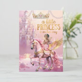 Ethnic Princess Pink Baby Shower unicorn castle Einladung (Stehend Vorderseite)