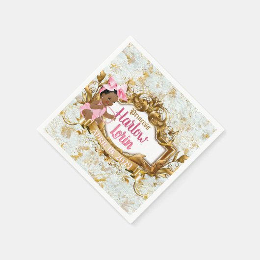 Ethnic Princess Pink Elegant Baby Dusche Serviette (Ecke)