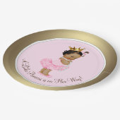 Ethnic Princess Pink Gold Baby Dusche Pappteller (Schrägansicht)