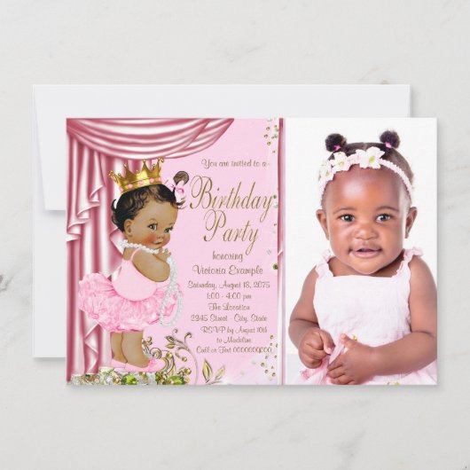 Ethnic Princess Tutu Pearl Birthday Party Einladung (Vorderseite)