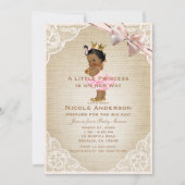 Ethnic Princess Vintag Baby Girl Rustikale Dusche Einladung (Vorderseite)