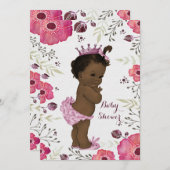 Ethnic Princess Watercolor Poppies Baby Dusche Einladung (Vorne/Hinten)