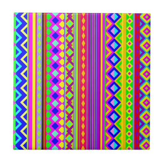 Ethnic Psychedelic Texture Pattern Fliese (Vorderseite)