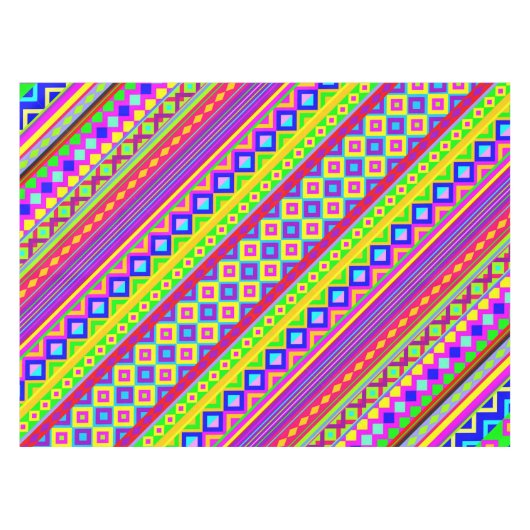 Ethnic Psychedelic Texture Pattern Tischdecke (Vorderseite (Horizontal))