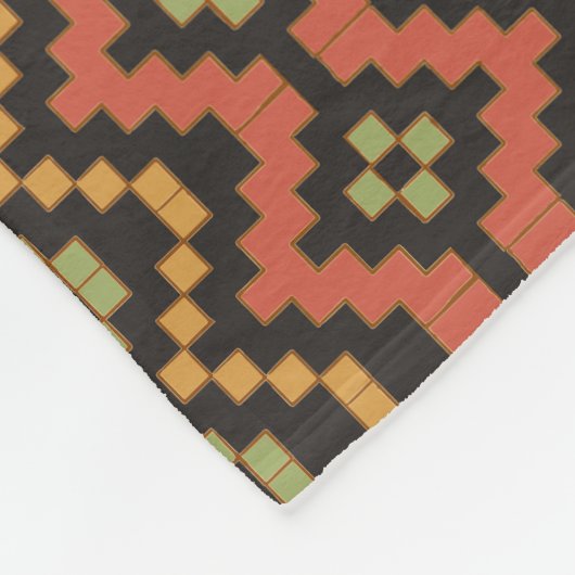 Ethnic Red Black Green Tribal Ägyptisch Fleecedecke (Ecke)