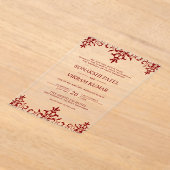 Ethnic Red Damask Indian Wedding Acryleinladungen (Ablage )