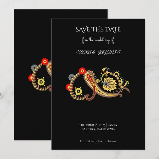 Ethnic Retro Floral – Paisley Mandala Poster Art Save The Date (Vorne/Hinten)