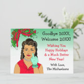 Ethnic Retro Lady Drehend Vogelweihnachtsfest Karte (Stehend Vorderseite)