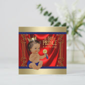 Ethnic Royal Blue Gold Prince Baby Dusche Einladung (Stehend Vorderseite)