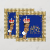 Ethnic Royal Blue Gold Royal Prince Baby Dusche Einladung (Vorne/Hinten)