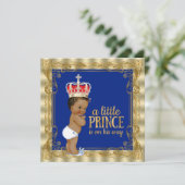 Ethnic Royal Blue Gold Royal Prince Baby Dusche Einladung (Stehend Vorderseite)