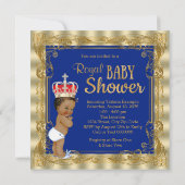 Ethnic Royal Blue Gold Royal Prince Baby Dusche Einladung (Rückseite)