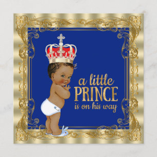 Ethnic Royal Blue Gold Royal Prince Baby Dusche Einladung