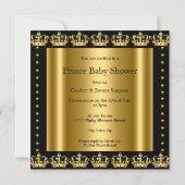 Ethnic Royal Prince Baby Dusche Black Gold Crown Einladung (Rückseite)