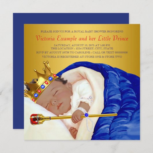 Ethnic Royal Prince Baby Dusche Einladung (Vorne/Hinten)